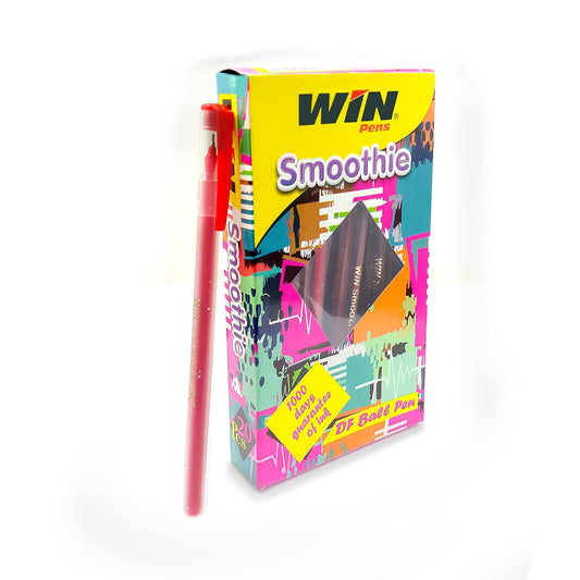 Win DF Smoothie Ball Pen, 0.7mm, Red Ink, Pack of 20