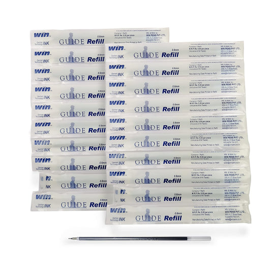 Win Guide Ball Pen Refill, 0.6mm, Black Ink, Pack of 10