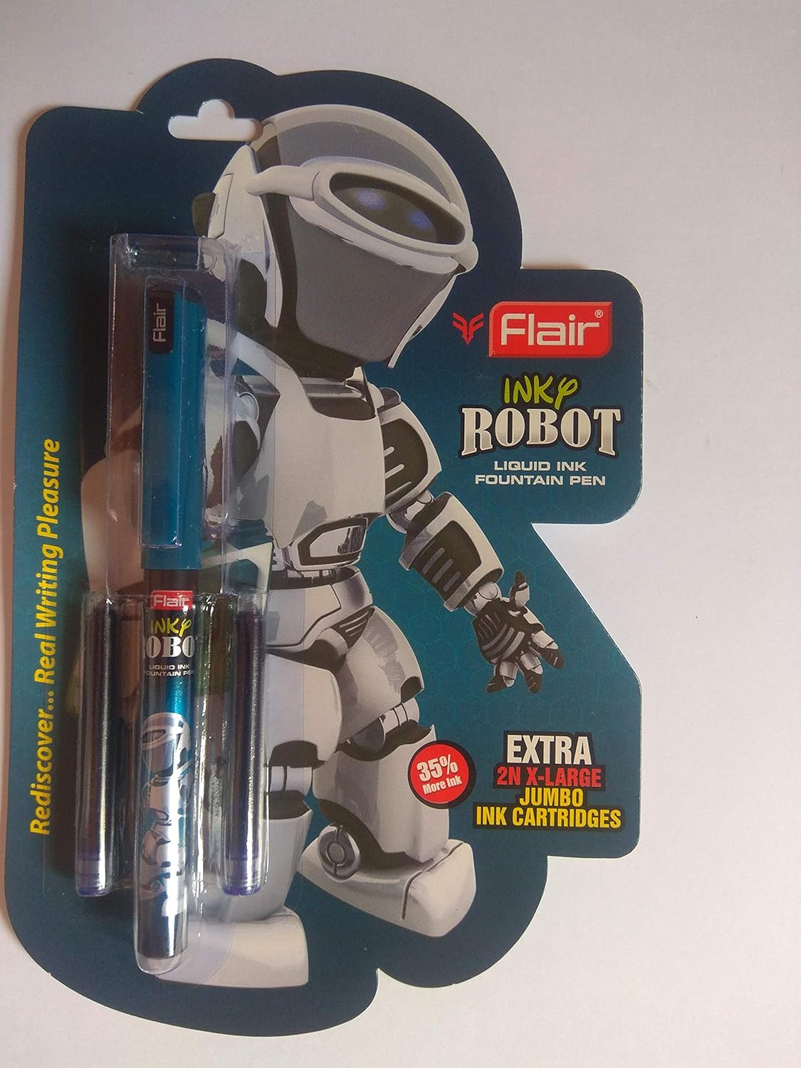Flair Inky Series Robot Liquid Ink Fountain Pen Blister Pack - Blue Ink