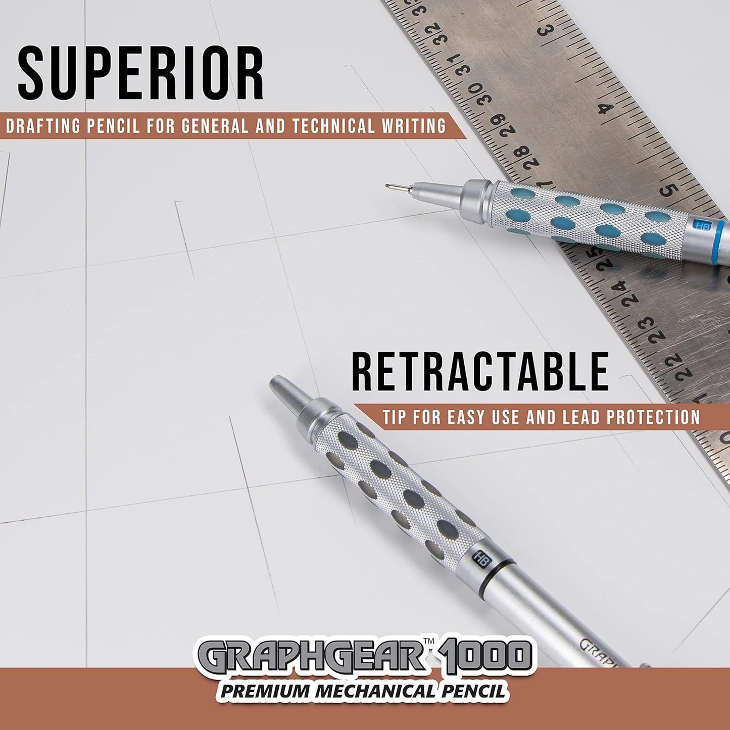 Pentel PG1013 Drafting Pencil (SILVER, Pack of 1)