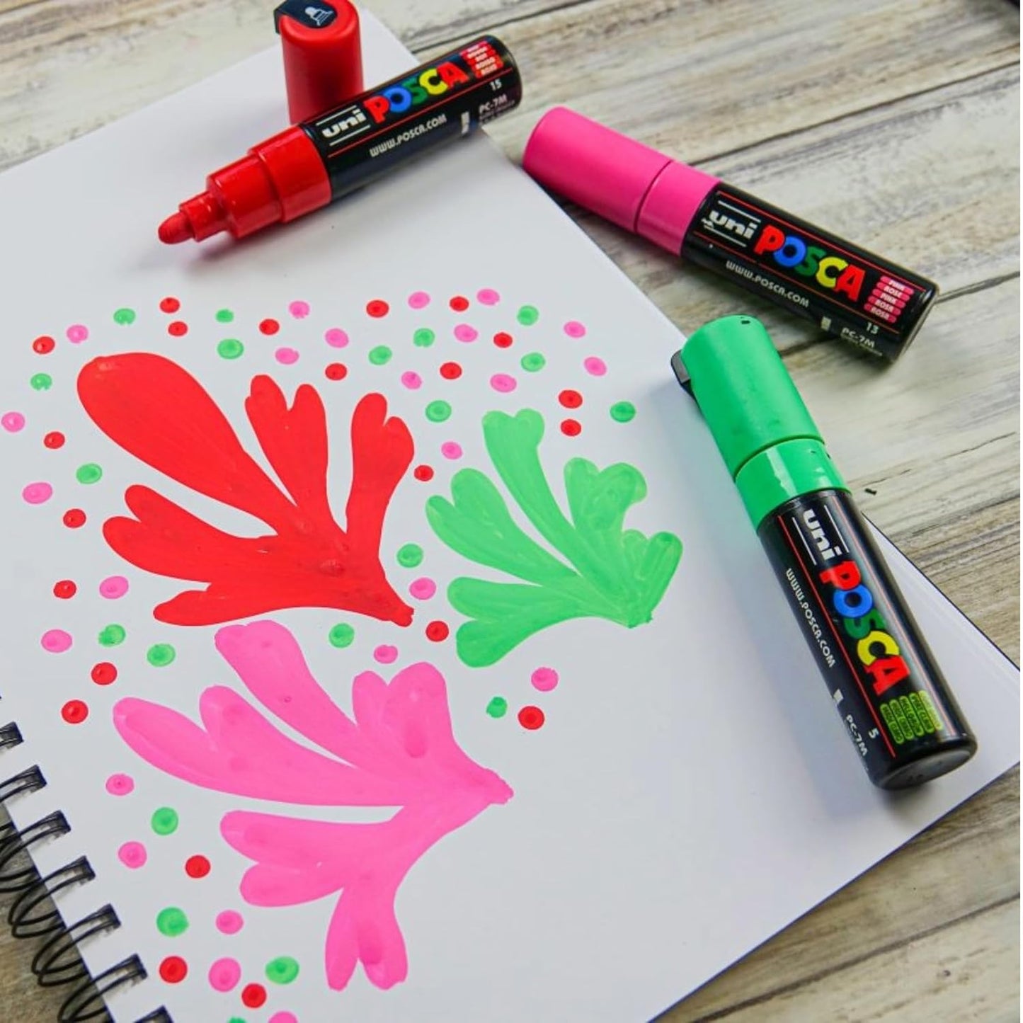 uni-ball Posca 7M 4.5-5.5 mm  Broad Bullet Shaped Markers, Pink Ink, Pack of 1