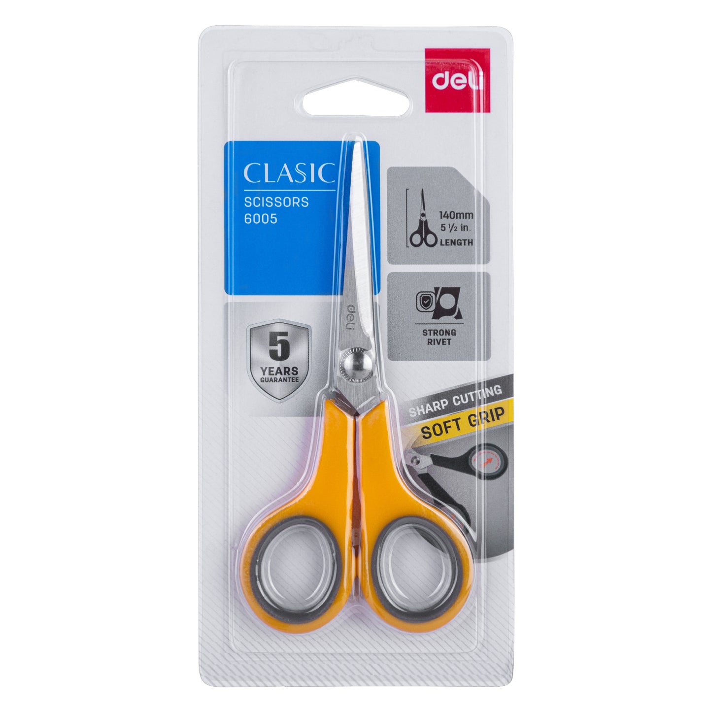 Deli W6005 Scissors 140mm (Pack of 1, Color May Vary)