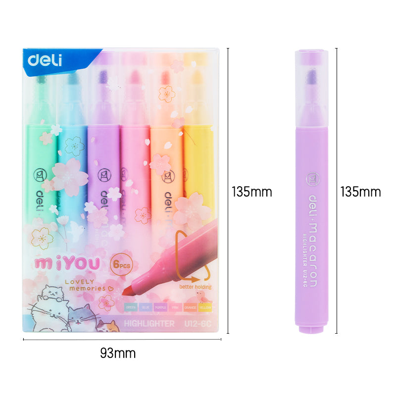 Deli WU12-6C Macaron Highlighter (Pack of 1)