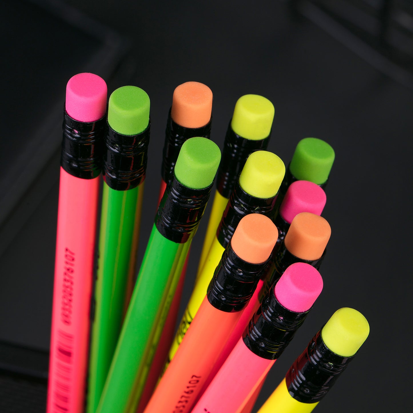 Deli WU54600 Neon Series Pre-Sharpened, Wood-Free, HB Pencils with Eraser (12 Pcs)