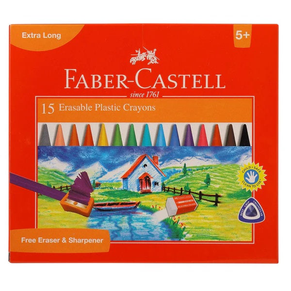 Faber-Castell Erasable Crayons 110mm, Pack of 15