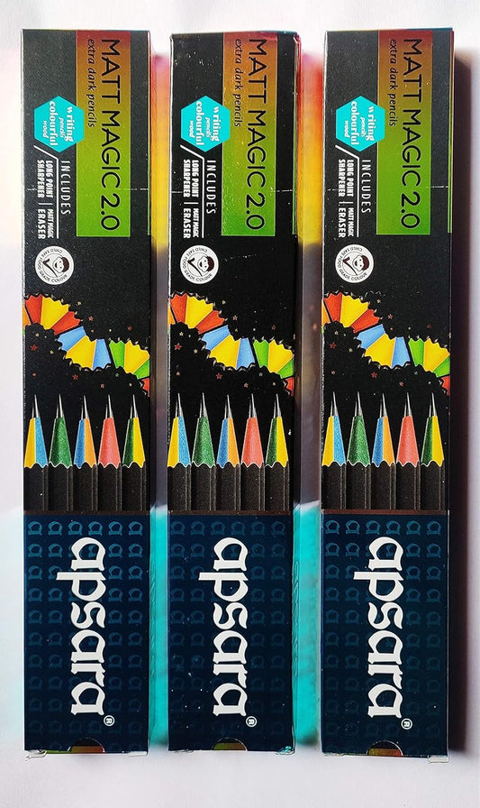 Apsara Matt Magic Extra Dark Pencils - Pack Of 3