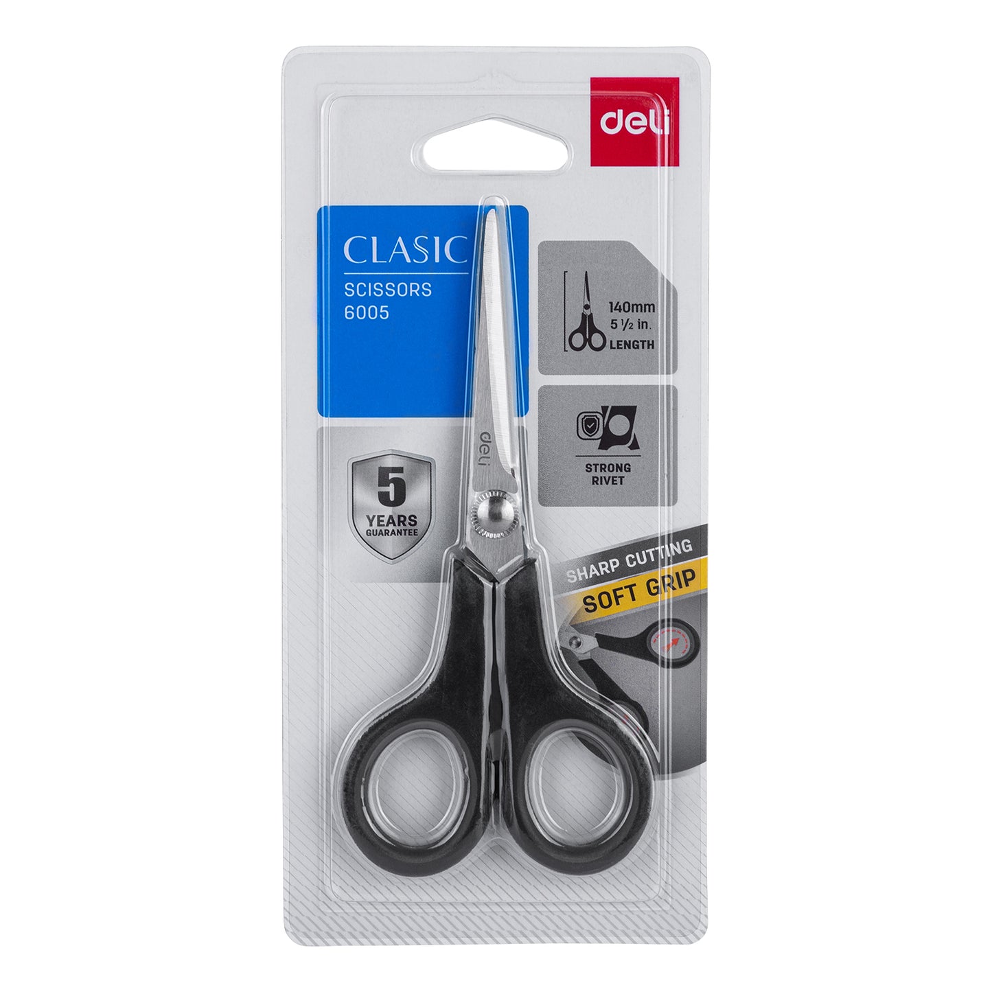 Deli W6005 Scissors 140mm (Pack of 1, Color May Vary)