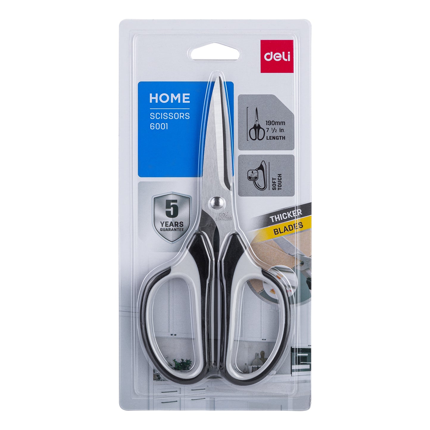 Deli W6001 Soft-Touch Scissor 190mm (Pack of 1, Color May Vary)