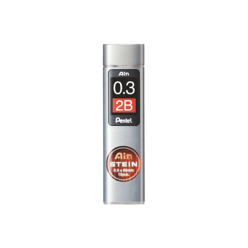 Pentel Ain Stein 0.3mm 2B Mechanical Pencil Lead, Pack of 15 (C273-2B)