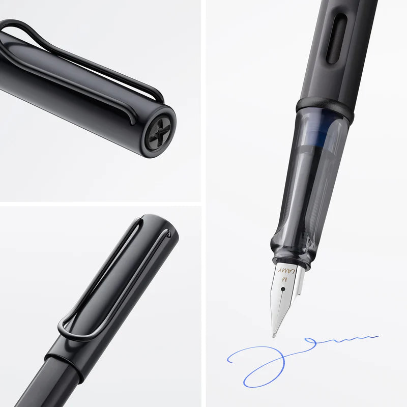 LAMY Al-Star Fountain Pen Medium Tip, Black Body, Blue Ink