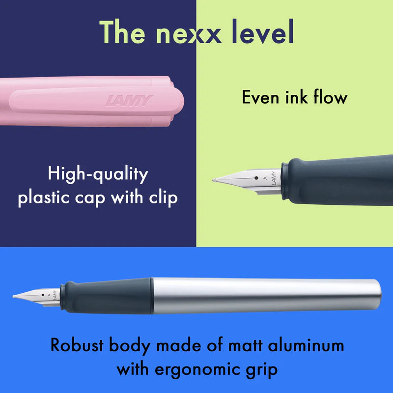 LAMY Nexx Fountain Pen A Nib, Rose Body, Blue Ink