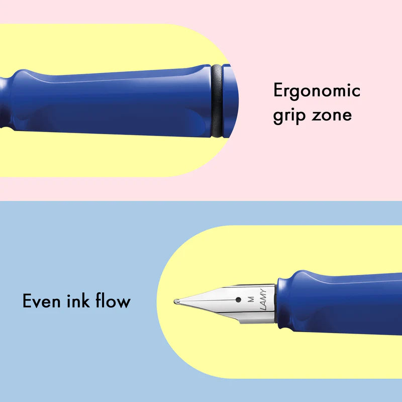 LAMY Safari Fountain Pen Medium Nib, Blue Body, With Blue T-10 Cartridge & Z-28 Converter