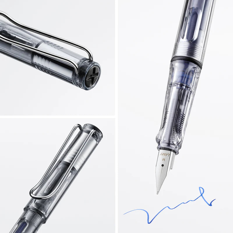LAMY Vista Fountain Pen Extra Fine Nib, Transparent Body, with T-10 Blue Ink cartridge and Z-28 converter