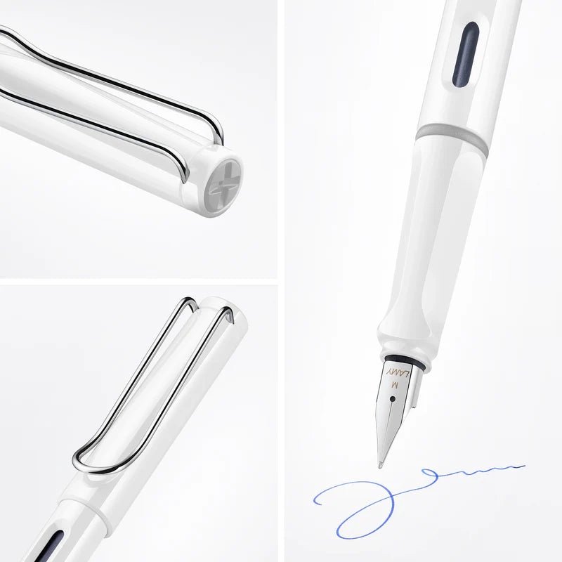 LAMY Safari Fountain Pen Medium Nib, White Body, With Blue T-10 Cartridge & Z-28 Converter