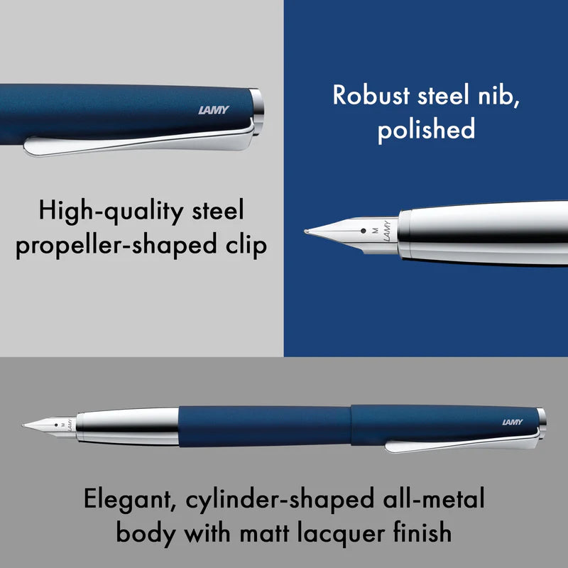 LAMY Studio Fountain Pen Fine Tip, Imperial Blue Body, Blue Ink