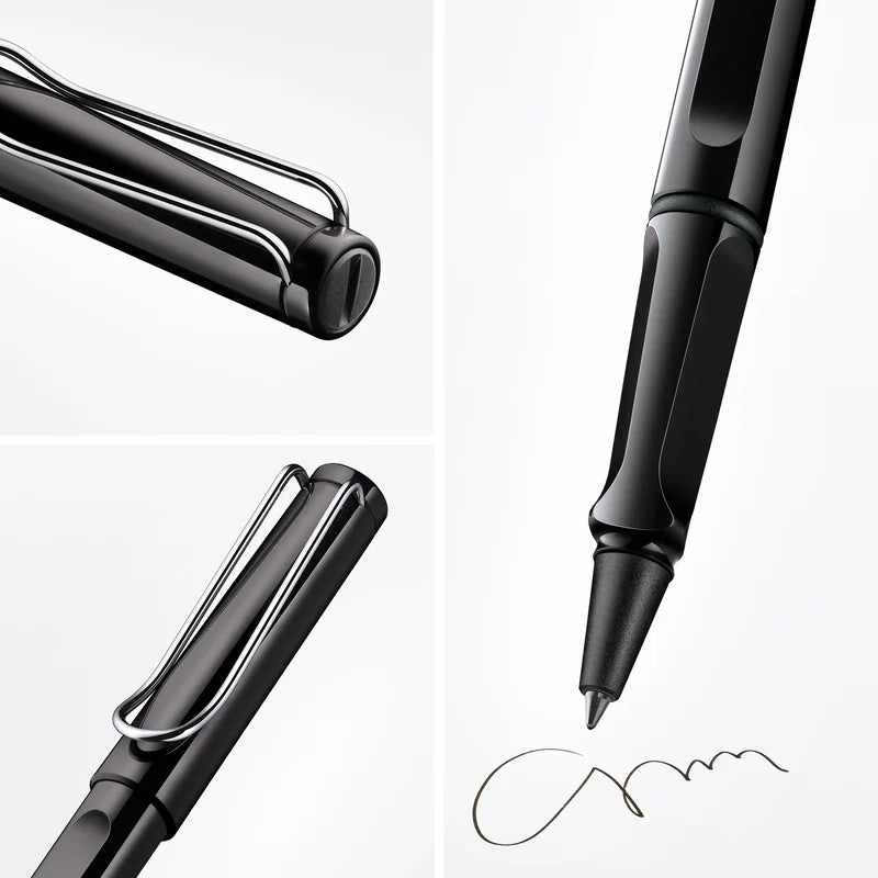 LAMY Safari Rollerball Pen Medium Tip, Black Body, With LAMY M63 Refill, Black Ink