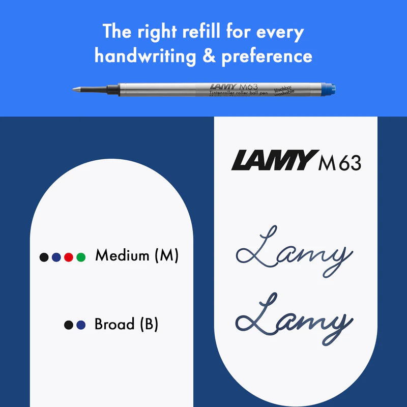 LAMY Safari Rollerball Pen Medium Tip, Black Body, With LAMY M63 Refill, Black Ink