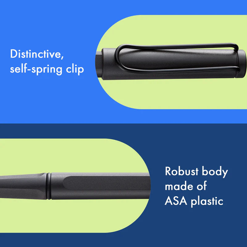 LAMY Safari Rollerball Pen Medium Tip, Umbra Black Body, With LAMY M63 Refill, Black Ink