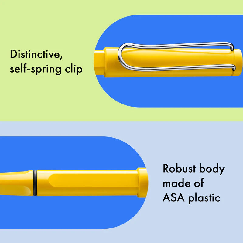 LAMY Safari Rollerball Pen Medium Tip, Yellow Body, With LAMY M63 Refill, Black Ink