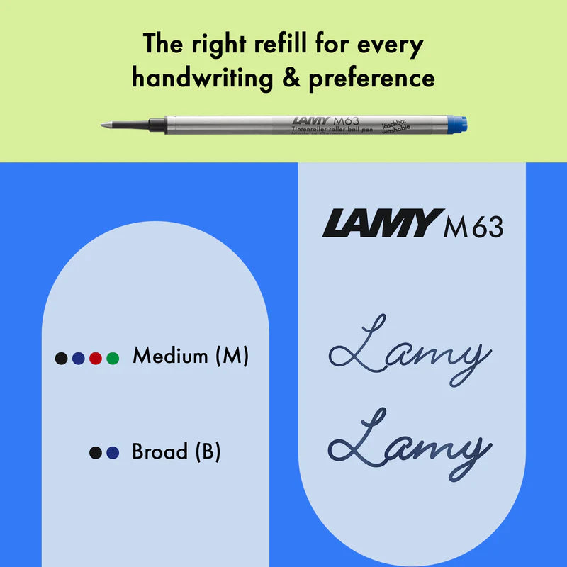 LAMY Safari Rollerball Pen Medium Tip, Yellow Body, With LAMY M63 Refill, Black Ink