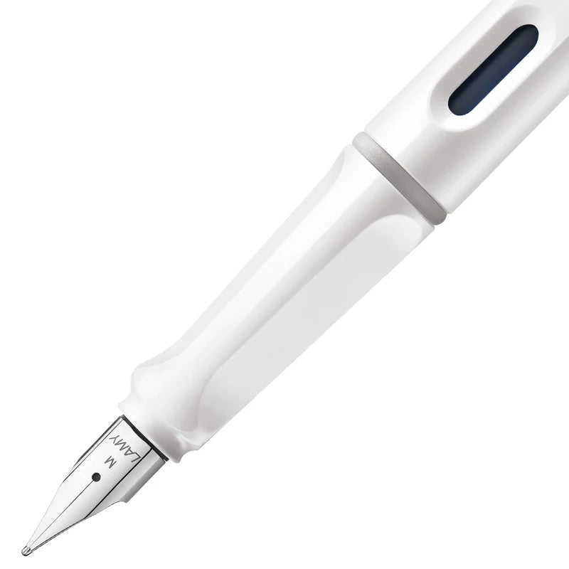 LAMY Safari Fountain Pen Medium Nib, White Body, With Blue T-10 Cartridge & Z-28 Converter