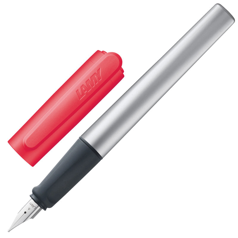 LAMY Nexx Fountain Pen Medium Tip, Neon Coral Body, Blue Ink