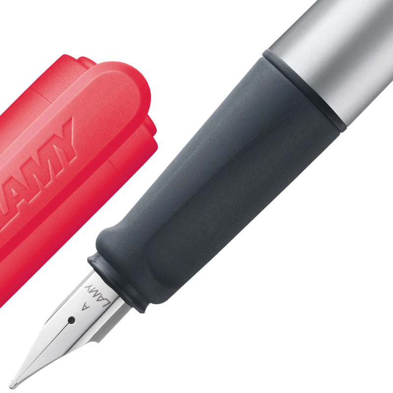 LAMY Nexx Fountain Pen Medium Tip, Neon Coral Body, Blue Ink