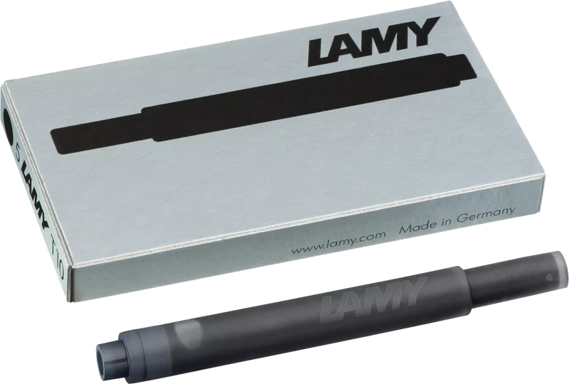 LAMY T10 Fountain Pen Ink Cartridges, Black Ink, Pack Of 5 Cartridges