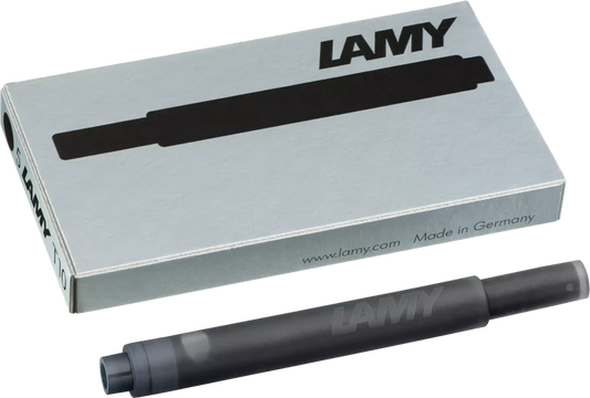 LAMY T10 Fountain Pen Ink Cartridges, Black Ink, Pack Of 5 Cartridges