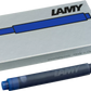 LAMY T10 Fountain Pen Ink Cartridges, Blue Ink, Pack Of 5 Cartridges