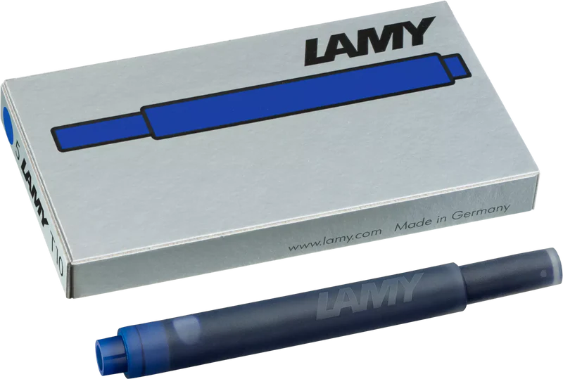 LAMY T10 Fountain Pen Ink Cartridges, Blue Ink, Pack Of 5 Cartridges
