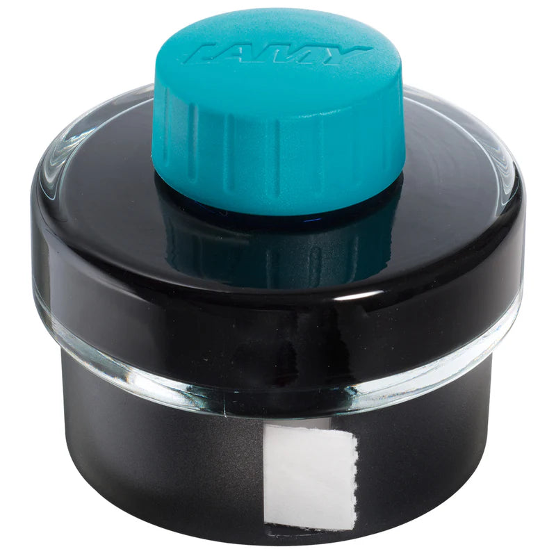 LAMY T52 50 ml Fountain Pen Ink Bottle, Comes With An In-Built Of Blotting Paper Around The Base, Turquoise Ink