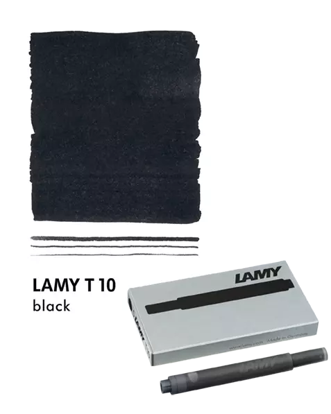 LAMY T10 Fountain Pen Ink Cartridges, Black Ink, Pack Of 5 Cartridges