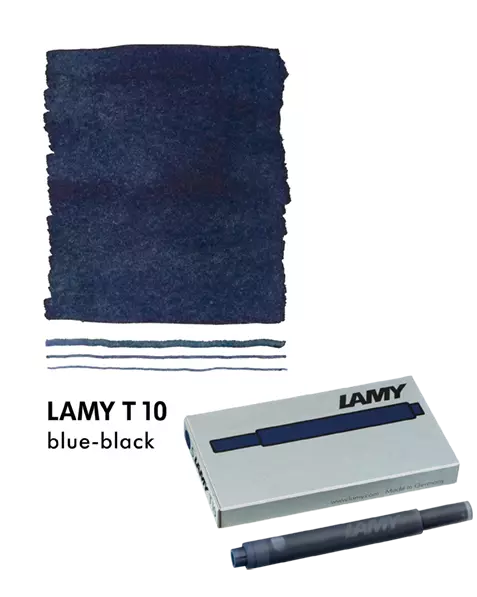LAMY T10 Fountain Pen Ink Cartridges, Blue-Black Ink, Pack Of 5 Cartridges