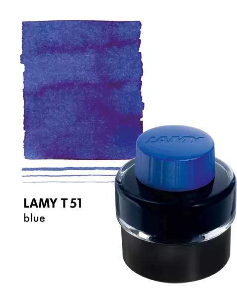 LAMY T51 30 ml Fountain Pen Ink Bottle Box Pack, Plastic Base, Blue Ink
