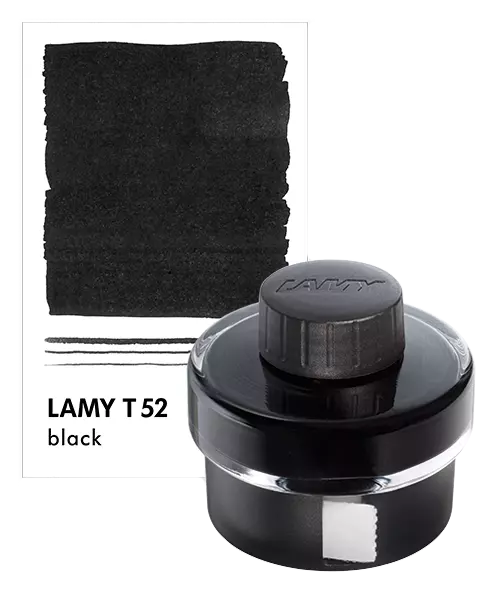 LAMY T52 50 ml Fountain Pen Ink Bottle, Comes With An In-Built Of Blotting Paper Around The Base, Black Ink