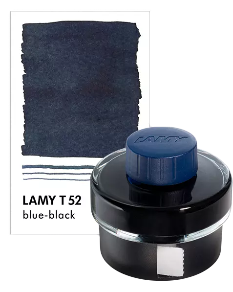 LAMY T52 50 ml Fountain Pen Ink Bottle, Comes With An In-Built Of Blotting Paper Around The Base, Blue-Black Ink