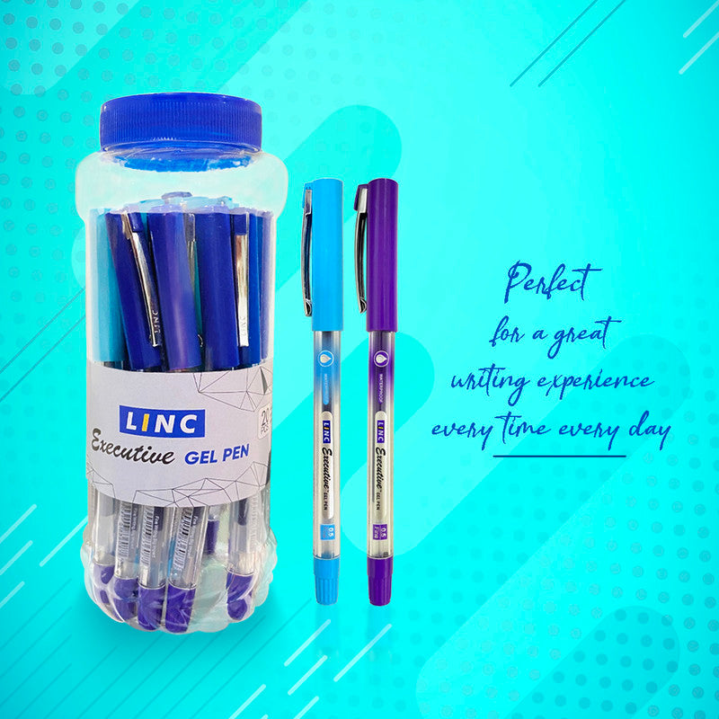 Linc Executive 0.5mm Gel Pen Jar, Blue Ink - Pack Of 20