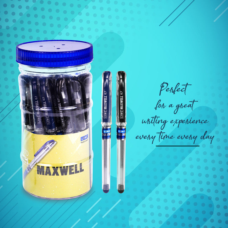 Linc Maxwell Ball Pens Jar- Blue & Black Ink- Pack Of 25
