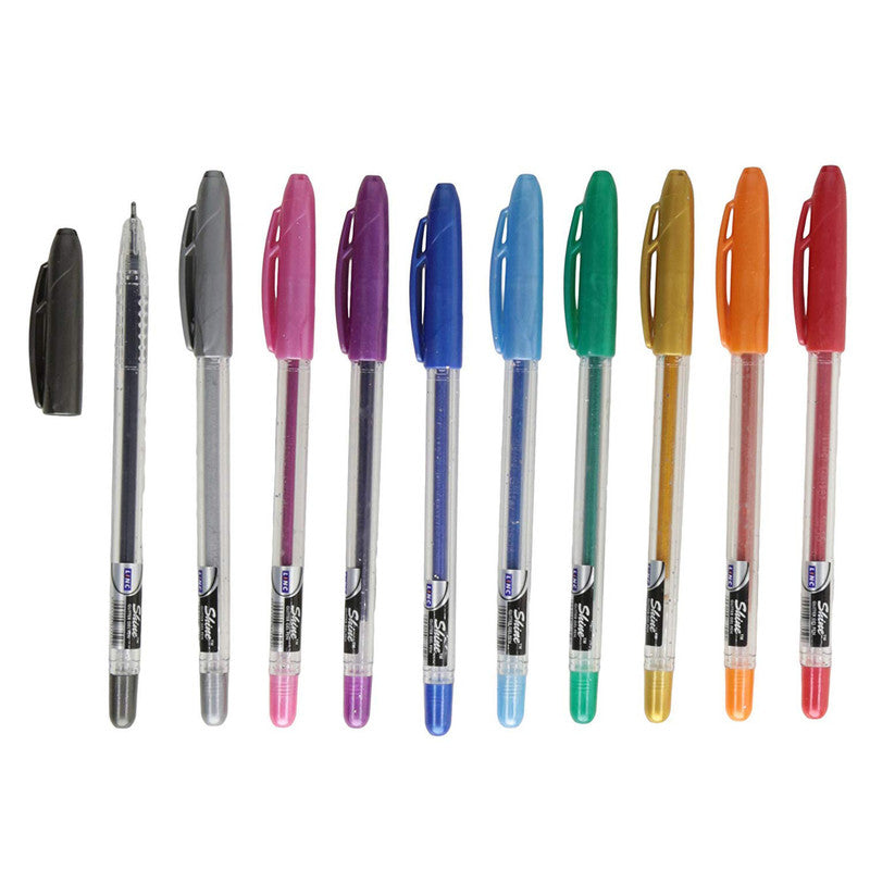 Linc Shine Sparkle 1.00 mm Glitter Gel Pen Assorted Colors - Pack of 10