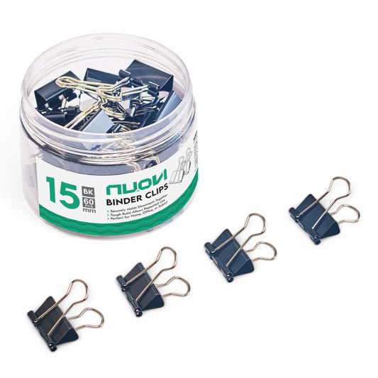 NUOVI 15mm Binder Clips (60pcs, Black)