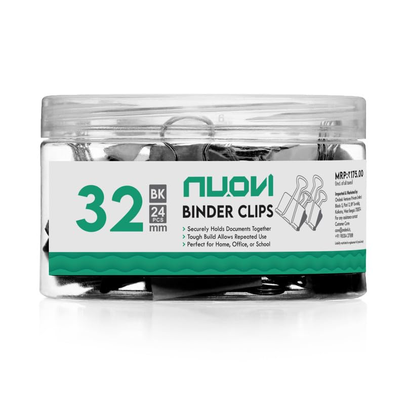 NUOVI 32mm Binder Clips (24pcs, Black)