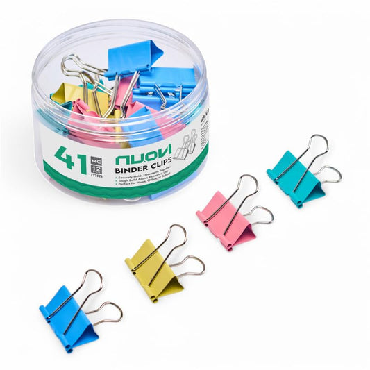 NUOVI 41mm Binder Clips (12pcs, Multicolor)