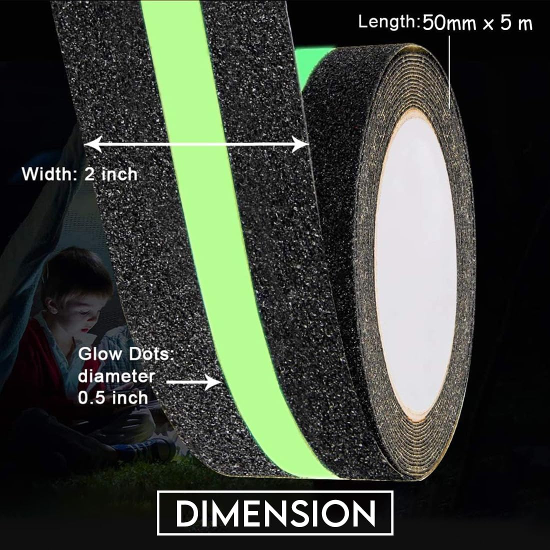 NUOVI Anti-Skid Tape (18mtr X 50mm, Neon Black)