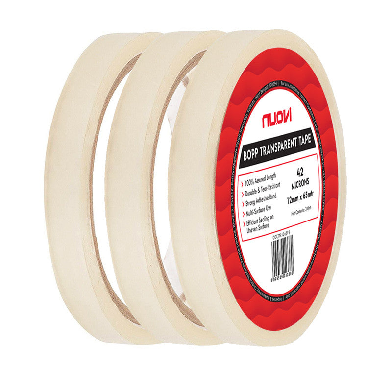 NUOVI BOPP Tape (65mtr X 12mm Transparent, Pack of 3)