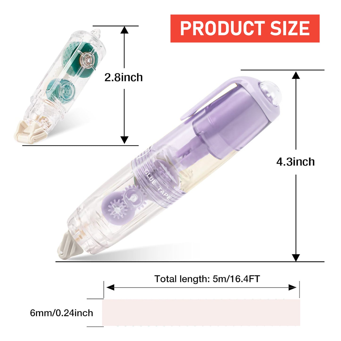 NUOVI Glue Tape Roller, 360° Rotaing Head (Body Color May Vary)