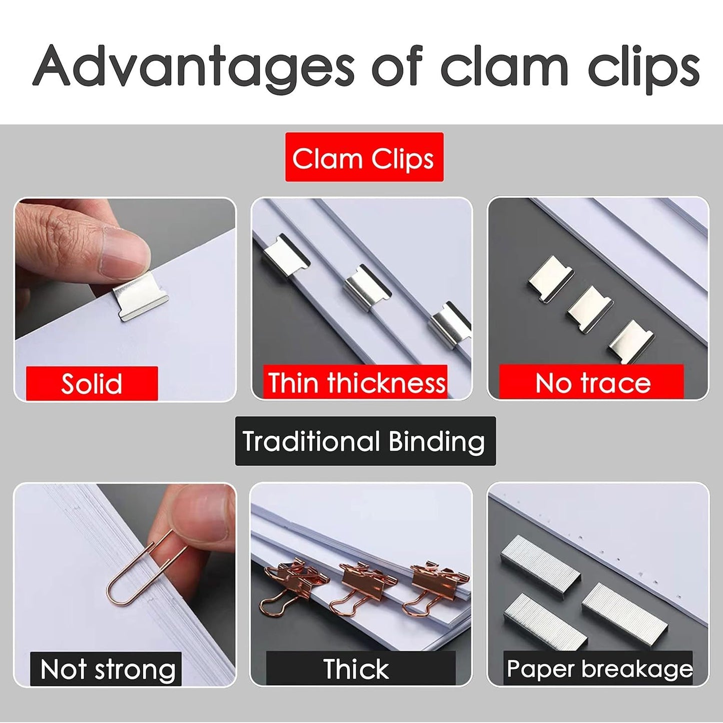 NUOVI Paper Clam Clip Dispenser (Incl. 8 Clip, Transparent Body)