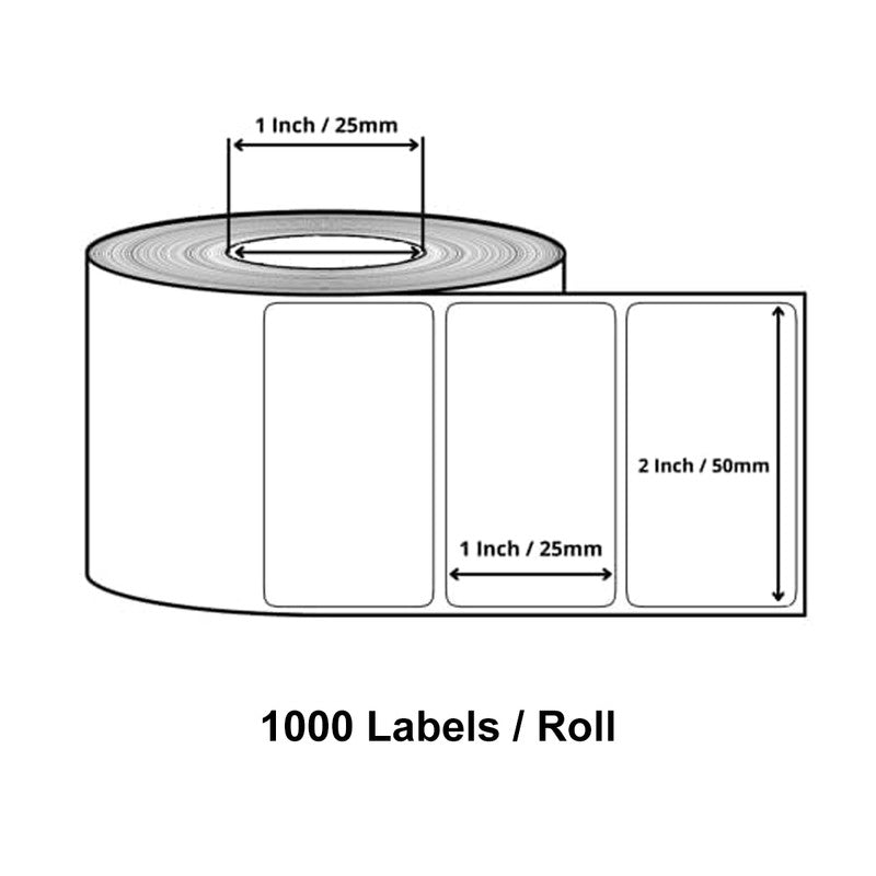 NUOVI 2"X1" Direct Thermal Barcode Label (1000 Stickers)
