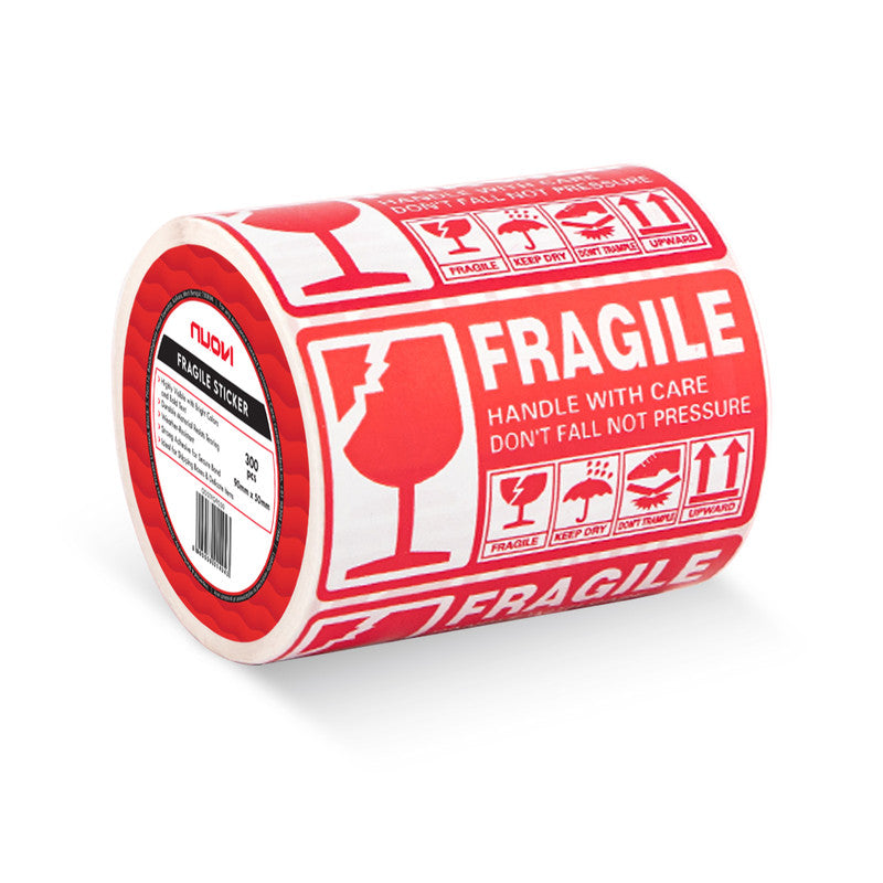 NUOVI Fragile Sticker, (300 Stickers, Red)