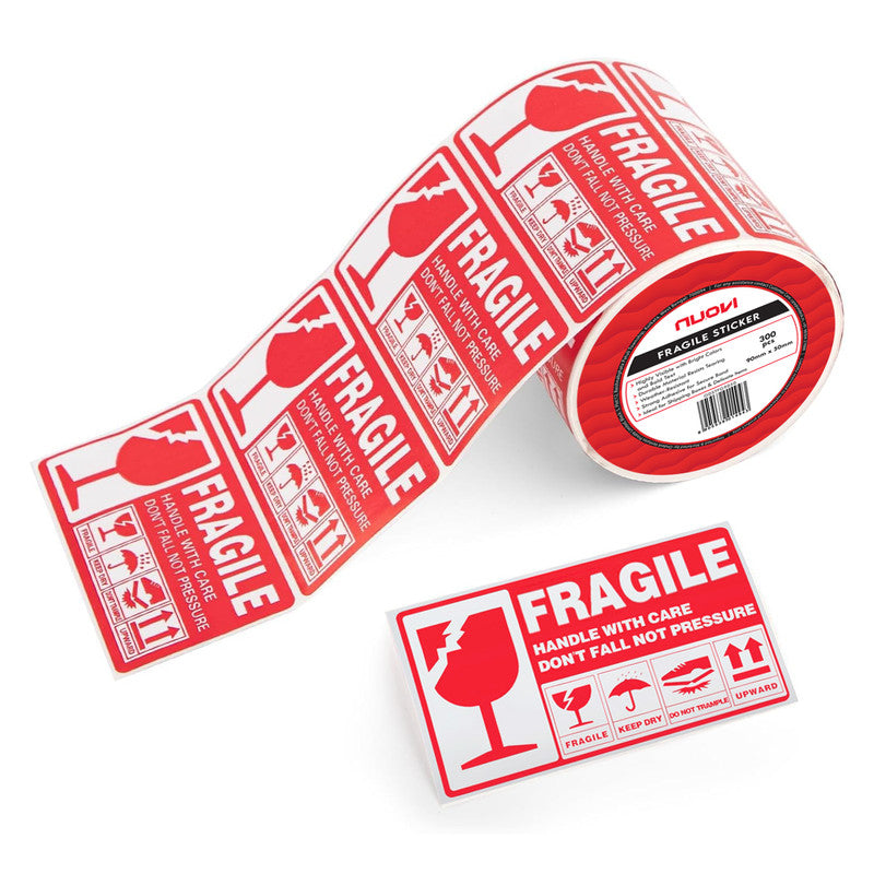 NUOVI Fragile Sticker, (300 Stickers, Red)